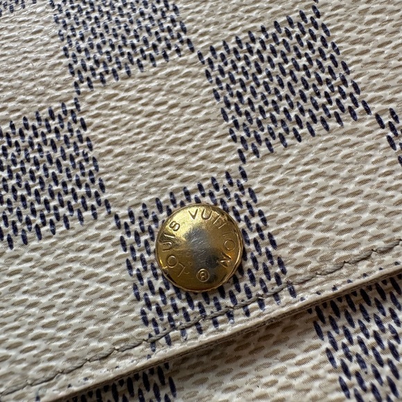 Louis Vuitton Long White Damier Azur Checkered Women's Wallet - Picture 6 of 9